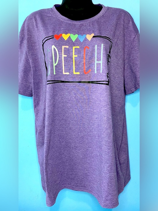 Tops - Purple 'PEECH' Graphic Short Sleeve Tee